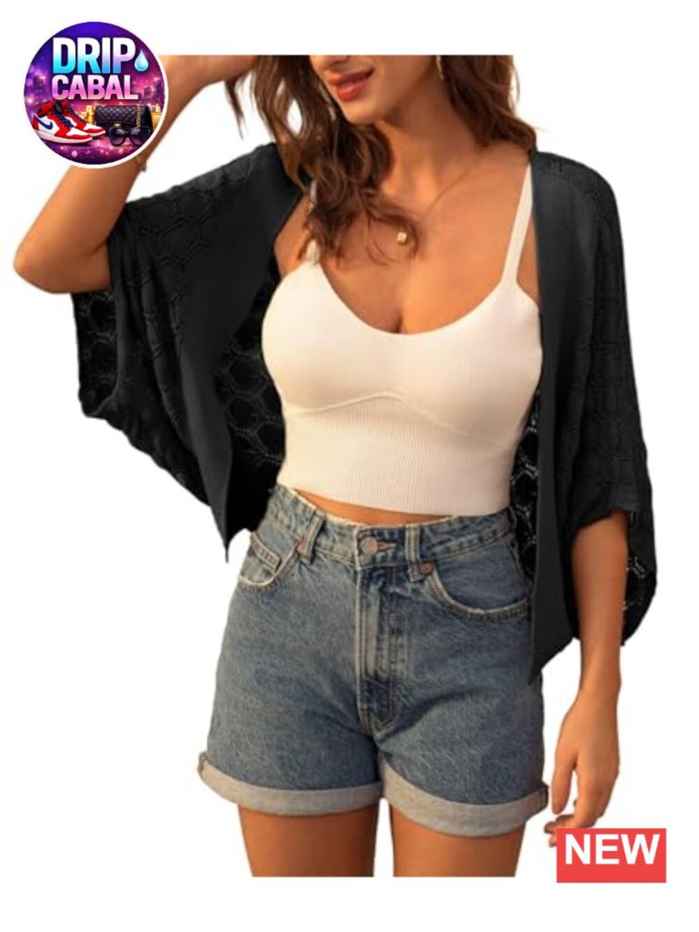 Crochet Cropped Cardigan Shrug Lightweight Knit
